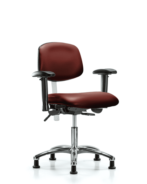 Class 100 Vinyl Clean Room Chair - Desk Height with Adjustable Arms & Stationary Glides in Borscht Supernova Vinyl - NCR-VDHCH-CR-T0-A1-RG-8815