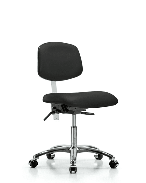 Class 100 Vinyl Clean Room Chair - Desk Height with Seat Tilt & Casters in Black Trailblazer Vinyl - NCR-VDHCH-CR-T1-A0-CC-8540