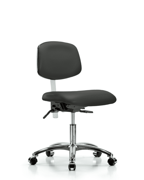 Class 100 Vinyl Clean Room Chair - Desk Height with Seat Tilt & Casters in Charcoal Trailblazer Vinyl - NCR-VDHCH-CR-T1-A0-CC-8605