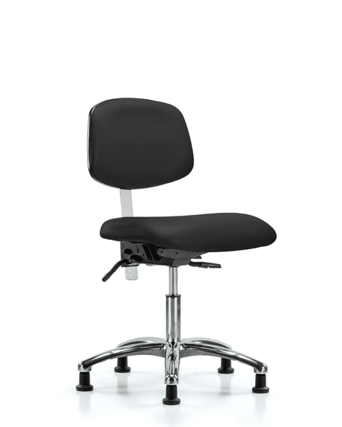 Class 100 Vinyl Clean Room Chair - Desk Height with Seat Tilt & Stationary Glides in Black Trailblazer Vinyl - NCR-VDHCH-CR-T1-A0-RG-8540
