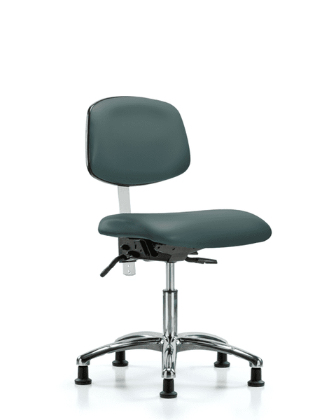 Class 100 Vinyl Clean Room Chair - Desk Height with Seat Tilt & Stationary Glides in Colonial Blue Trailblazer Vinyl - NCR-VDHCH-CR-T1-A0-RG-8546