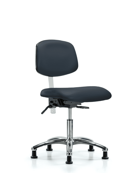 Class 100 Vinyl Clean Room Chair - Desk Height with Seat Tilt & Stationary Glides in Imperial Blue Trailblazer Vinyl - NCR-VDHCH-CR-T1-A0-RG-8582