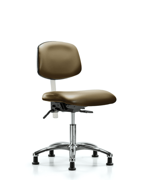 Class 100 Vinyl Clean Room Chair - Desk Height with Seat Tilt & Stationary Glides in Taupe Supernova Vinyl - NCR-VDHCH-CR-T1-A0-RG-8809