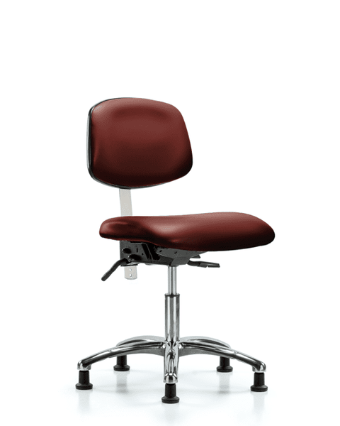 Class 100 Vinyl Clean Room Chair - Desk Height with Seat Tilt & Stationary Glides in Borscht Supernova Vinyl - NCR-VDHCH-CR-T1-A0-RG-8815