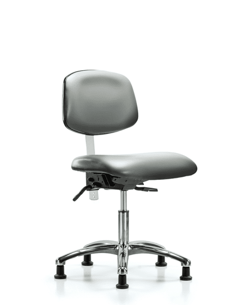 Class 100 Vinyl Clean Room Chair - Desk Height with Seat Tilt & Stationary Glides in Sterling Supernova Vinyl - NCR-VDHCH-CR-T1-A0-RG-8840