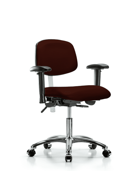 Class 100 Vinyl Clean Room Chair - Desk Height with Seat Tilt, Adjustable Arms, & Casters in Burgundy Trailblazer Vinyl - NCR-VDHCH-CR-T1-A1-CC-8569