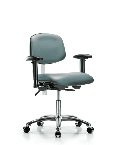 Class 100 Vinyl Clean Room Chair - Desk Height with Seat Tilt, Adjustable Arms, & Casters in Storm Supernova Vinyl - NCR-VDHCH-CR-T1-A1-CC-8822