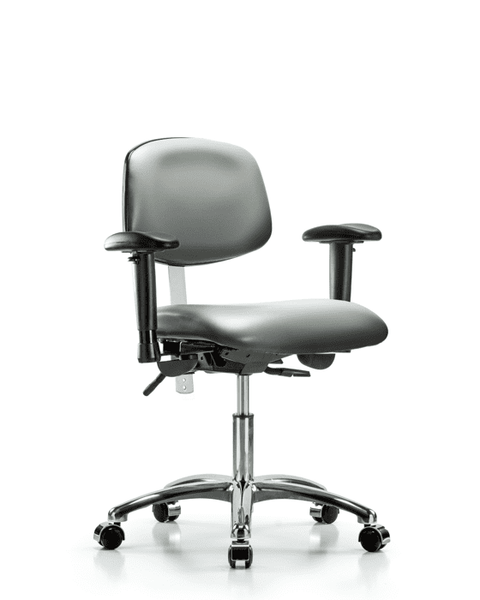 Class 100 Vinyl Clean Room Chair - Desk Height with Seat Tilt, Adjustable Arms, & Casters in Sterling Supernova Vinyl - NCR-VDHCH-CR-T1-A1-CC-8840