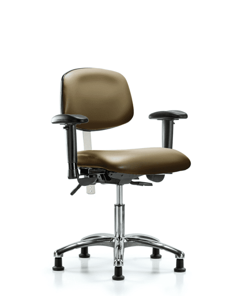 Class 100 Vinyl Clean Room Chair - Desk Height with Seat Tilt, Adjustable Arms, & Stationary Glides in Taupe Supernova Vinyl - NCR-VDHCH-CR-T1-A1-RG-8809