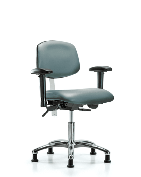 Class 100 Vinyl Clean Room Chair - Desk Height with Seat Tilt, Adjustable Arms, & Stationary Glides in Storm Supernova Vinyl - NCR-VDHCH-CR-T1-A1-RG-8822