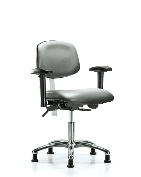 Class 100 Vinyl Clean Room Chair - Desk Height with Seat Tilt, Adjustable Arms, & Stationary Glides in Sterling Supernova Vinyl - NCR-VDHCH-CR-T1-A1-RG-8840