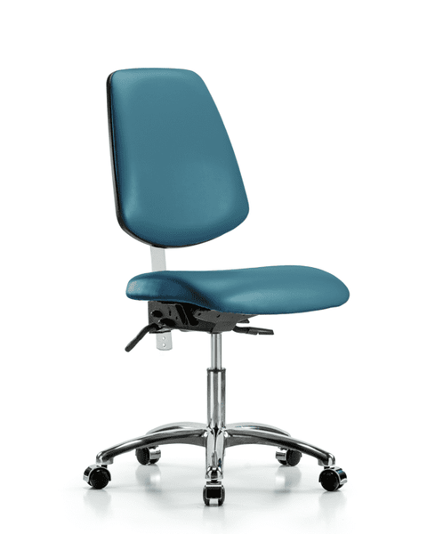 Class 100 Vinyl Clean Room Chair - Desk Height with Medium Back & Casters in Marine Blue Supernova Vinyl - NCR-VDHCH-MB-CR-T0-A0-CC-8801