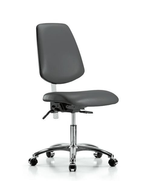 Class 100 Vinyl Clean Room Chair - Desk Height with Medium Back & Casters in Carbon Supernova Vinyl - NCR-VDHCH-MB-CR-T0-A0-CC-8823