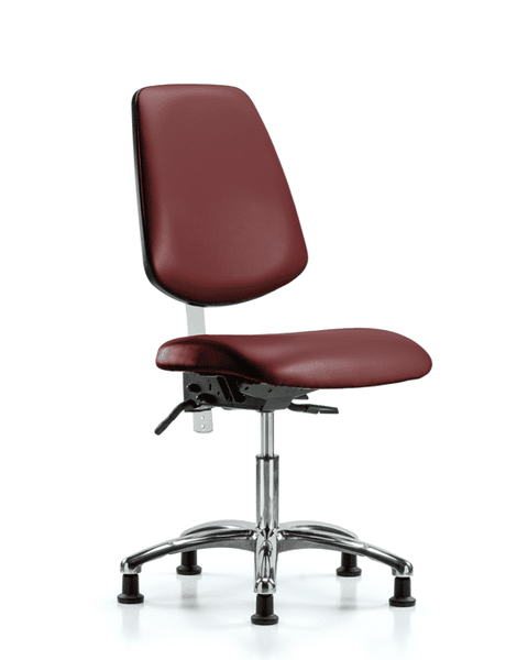 Class 100 Vinyl Clean Room Chair - Desk Height with Medium Back & Stationary Glides in Borscht Supernova Vinyl - NCR-VDHCH-MB-CR-T0-A0-RG-8815