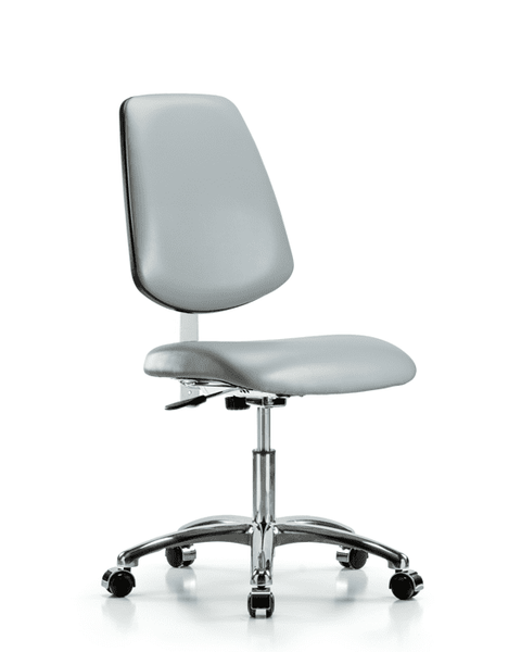Class 100 Vinyl Clean Room Chair - Desk Height with Medium Back, Seat Tilt, & Casters in Dove Trailblazer Vinyl - NCR-VDHCH-MB-CR-T1-A0-CC-8567