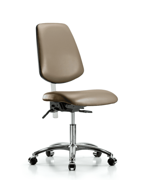 Class 100 Vinyl Clean Room Chair - Desk Height with Medium Back, Seat Tilt, & Casters in Taupe Supernova Vinyl - NCR-VDHCH-MB-CR-T1-A0-CC-8809