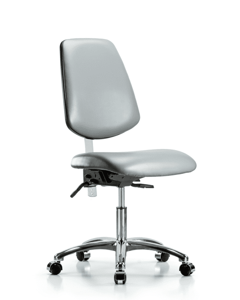 Class 100 Vinyl Clean Room Chair - Desk Height with Medium Back, Seat Tilt, & Casters in Sterling Supernova Vinyl - NCR-VDHCH-MB-CR-T1-A0-CC-8840