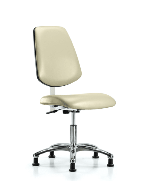 Class 100 Vinyl Clean Room Chair - Desk Height with Medium Back, Seat Tilt, & Stationary Glides in Adobe White Trailblazer Vinyl - NCR-VDHCH-MB-CR-T1-A0-RG-8501