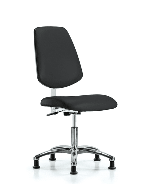 Class 100 Vinyl Clean Room Chair - Desk Height with Medium Back, Seat Tilt, & Stationary Glides in Black Trailblazer Vinyl - NCR-VDHCH-MB-CR-T1-A0-RG-8540