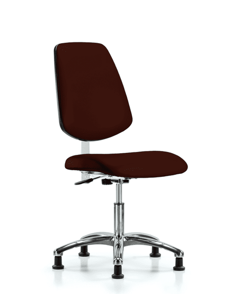 Class 100 Vinyl Clean Room Chair - Desk Height with Medium Back, Seat Tilt, & Stationary Glides in Burgundy Trailblazer Vinyl - NCR-VDHCH-MB-CR-T1-A0-RG-8569