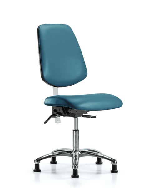 Class 100 Vinyl Clean Room Chair - Desk Height with Medium Back, Seat Tilt, & Stationary Glides in Marine Blue Supernova Vinyl - NCR-VDHCH-MB-CR-T1-A0-RG-8801