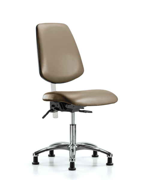 Class 100 Vinyl Clean Room Chair - Desk Height with Medium Back, Seat Tilt, & Stationary Glides in Taupe Supernova Vinyl - NCR-VDHCH-MB-CR-T1-A0-RG-8809