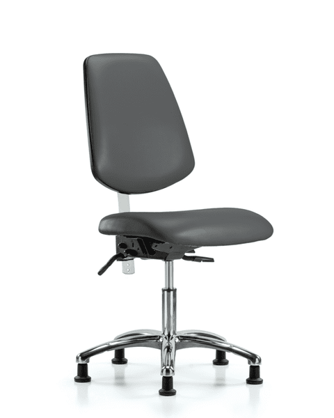 Class 100 Vinyl Clean Room Chair - Desk Height with Medium Back, Seat Tilt, & Stationary Glides in Carbon Supernova Vinyl - NCR-VDHCH-MB-CR-T1-A0-RG-8823