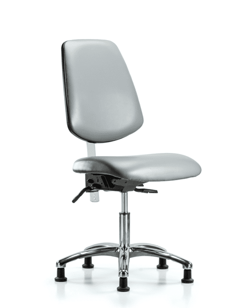 Class 100 Vinyl Clean Room Chair - Desk Height with Medium Back, Seat Tilt, & Stationary Glides in Sterling Supernova Vinyl - NCR-VDHCH-MB-CR-T1-A0-RG-8840