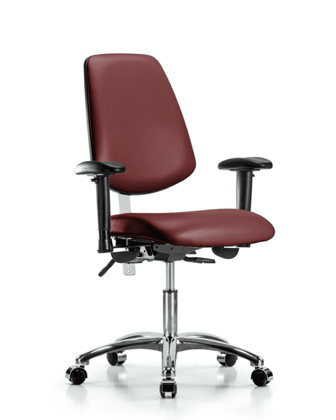 Class 100 Vinyl Clean Room Chair - Desk Height with Medium Back, Seat Tilt, Adjustable Arms, & Casters in Borscht Supernova Vinyl - NCR-VDHCH-MB-CR-T1-A1-CC-8815