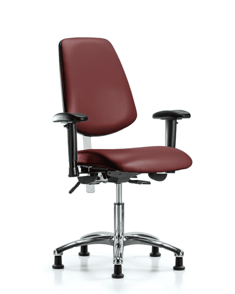 Class 100 Vinyl Clean Room Chair - Desk Height with Medium Back, Seat Tilt, Adjustable Arms, & Stationary Glides in Borscht Supernova Vinyl - NCR-VDHCH-MB-CR-T1-A1-RG-8815