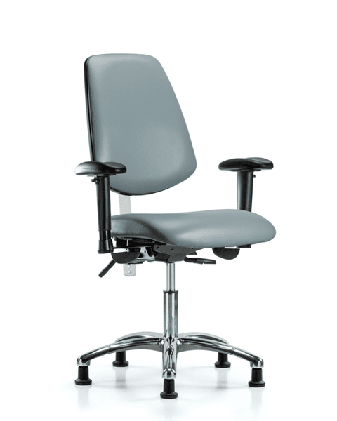Class 100 Vinyl Clean Room Chair - Desk Height with Medium Back, Seat Tilt, Adjustable Arms, & Stationary Glides in Storm Supernova Vinyl - NCR-VDHCH-MB-CR-T1-A1-RG-8822