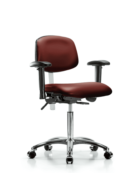 Class 100 Vinyl Clean Room Chair - Medium Bench Height with Adjustable Arms & Casters in Borscht Supernova Vinyl - NCR-VMBCH-CR-T0-A1-NF-CC-8815
