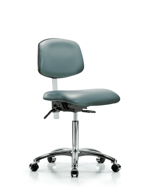 Class 100 Vinyl Clean Room Chair - Medium Bench Height with Seat Tilt & Casters in Storm Supernova Vinyl - NCR-VMBCH-CR-T1-A0-NF-CC-8822