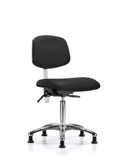 Class 100 Vinyl Clean Room Chair - Medium Bench Height with Seat Tilt & Stationary Glides in Black Trailblazer Vinyl - NCR-VMBCH-CR-T1-A0-NF-RG-8540