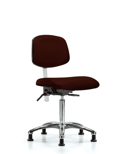 Class 100 Vinyl Clean Room Chair - Medium Bench Height with Seat Tilt & Stationary Glides in Burgundy Trailblazer Vinyl - NCR-VMBCH-CR-T1-A0-NF-RG-8569