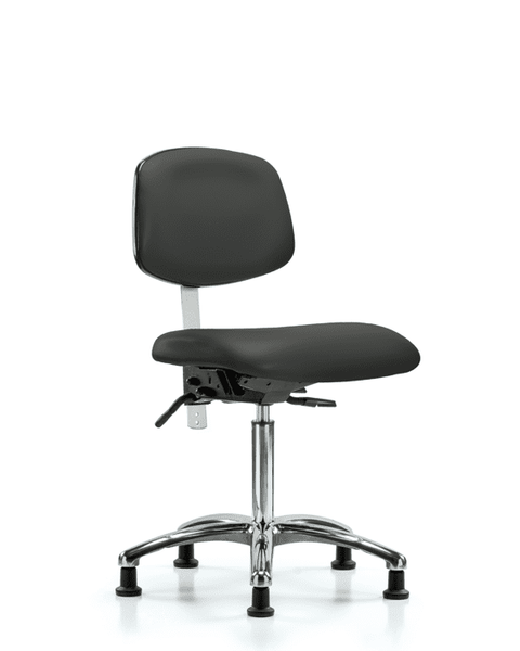 Class 100 Vinyl Clean Room Chair - Medium Bench Height with Seat Tilt & Stationary Glides in Charcoal Trailblazer Vinyl - NCR-VMBCH-CR-T1-A0-NF-RG-8605