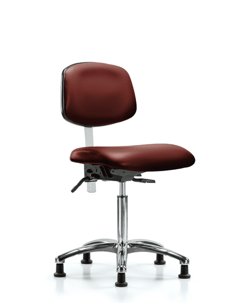 Class 100 Vinyl Clean Room Chair - Medium Bench Height with Seat Tilt & Stationary Glides in Borscht Supernova Vinyl - NCR-VMBCH-CR-T1-A0-NF-RG-8815
