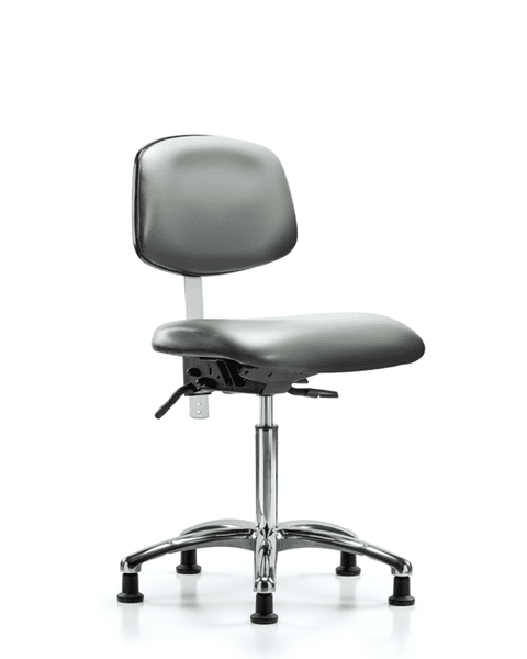 Class 100 Vinyl Clean Room Chair - Medium Bench Height with Seat Tilt & Stationary Glides in Sterling Supernova Vinyl - NCR-VMBCH-CR-T1-A0-NF-RG-8840