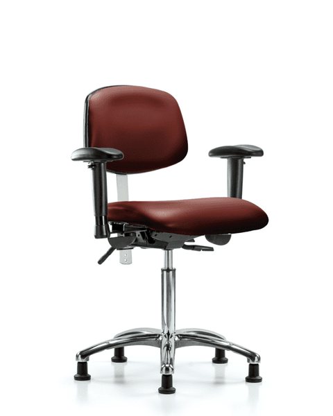 Class 100 Vinyl Clean Room Chair - Medium Bench Height with Seat Tilt, Adjustable Arms, & Stationary Glides in Borscht Supernova Vinyl - NCR-VMBCH-CR-T1-A1-NF-RG-8815