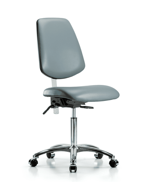 Class 100 Vinyl Clean Room Chair - Medium Bench Height with Medium Back & Casters in Storm Supernova Vinyl - NCR-VMBCH-MB-CR-T0-A0-NF-CC-8822
