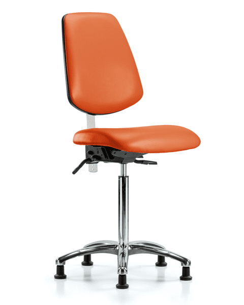 Class 100 Vinyl Clean Room Chair - Medium Bench Height with Medium Back & Stationary Glides in Orange Kist Trailblazer Vinyl - NCR-VMBCH-MB-CR-T0-A0-NF-RG-8613