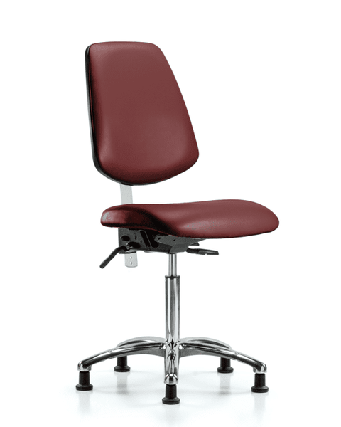 Class 100 Vinyl Clean Room Chair - Medium Bench Height with Medium Back & Stationary Glides in Borscht Supernova Vinyl - NCR-VMBCH-MB-CR-T0-A0-NF-RG-8815