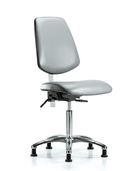 Class 100 Vinyl Clean Room Chair - Medium Bench Height with Medium Back & Stationary Glides in Sterling Supernova Vinyl - NCR-VMBCH-MB-CR-T0-A0-NF-RG-8840