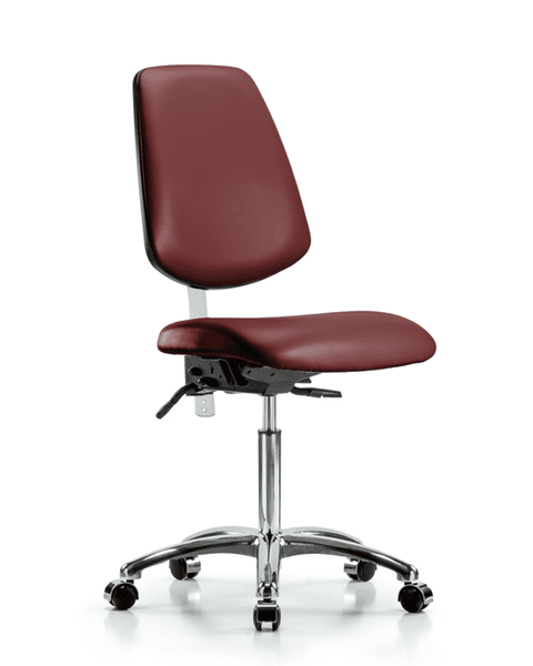 Class 100 Vinyl Clean Room Chair - Medium Bench Height with Medium Back, Seat Tilt, & Casters in Borscht Supernova Vinyl - NCR-VMBCH-MB-CR-T1-A0-NF-CC-8815