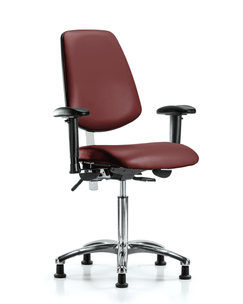 Class 100 Vinyl Clean Room Chair - Medium Bench Height with Medium Back, Seat Tilt, Adjustable Arms, & Stationary Glides in Borscht Supernova Vinyl - NCR-VMBCH-MB-CR-T1-A1-NF-RG-8815