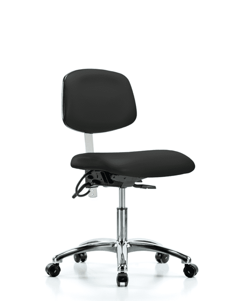 Class 100 Vinyl Clean Room/ESD Chair - Desk Height with Seat Tilt & ESD Casters in Black ESD Vinyl - NECR-DHCH-CR-T1-A0-EC-ESDBLK