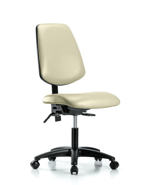 Vinyl Chair - Desk Height with Medium Back & Casters in Adobe White Trailblazer Vinyl - VDHCH-MB-RG-T0-A0-RC-8501