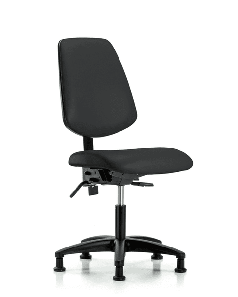 Vinyl Chair - Desk Height with Medium Back & Stationary Glides in Black Trailblazer Vinyl - VDHCH-MB-RG-T0-A0-RG-8540