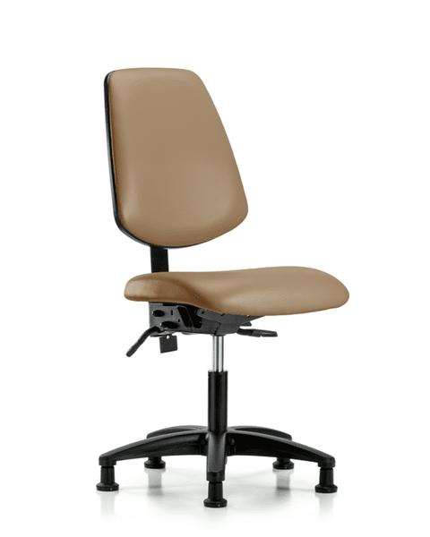 Vinyl Chair - Desk Height with Medium Back & Stationary Glides in Taupe Trailblazer Vinyl - VDHCH-MB-RG-T0-A0-RG-8584