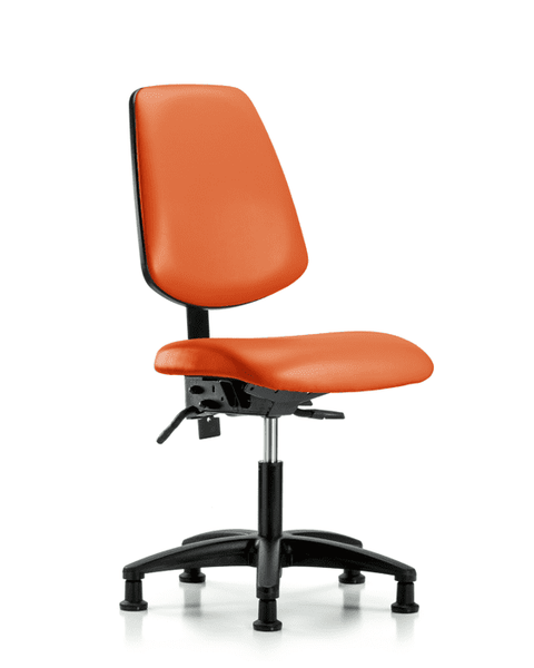Vinyl Chair - Desk Height with Medium Back & Stationary Glides in Orange Kist Trailblazer Vinyl - VDHCH-MB-RG-T0-A0-RG-8613
